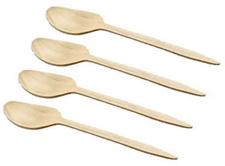 MAQA 200 pz Cucchiaini piccoli in legno di betulla 9.6 cm, posate in legno per gelati e dolci, cucchiaini per finger food