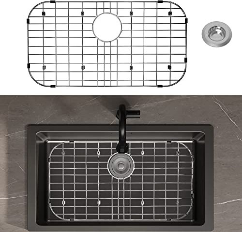Kitchen Sink Grid 26 x 14, LOCVCDA Sink Protectors for Kitchen Sink with Rear Drain, Sink Bottom Grid, Stainless Steel Sink Protector, Sink Grate for Bottom of Kitchen Sink