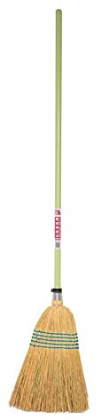 Red Gorilla Traditional Standard Corn Broom with Natural Straw Bristles Outdoor or Indoor Sweeping Brush for Yard Stable Garden Wooden Handle 1.5m (Pistachio)