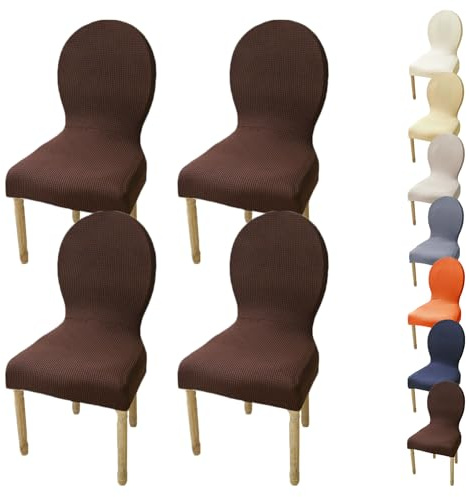 KCCRHIN Funda Silla De Comedor Pack 6/4/2 Cubierta De Silla con Respaldo Redondo Fundas Sillas Boda Respaldo Alto Fundas para Sillas Ajustables Elásticas De Comedor Boda Cocina,G 4pcs