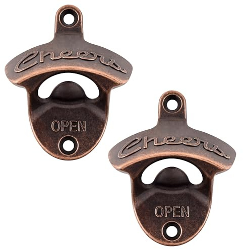 Luwanburg Vintage Cheers Beer Bottle Cap Opener Wall Mounted Pack of 2