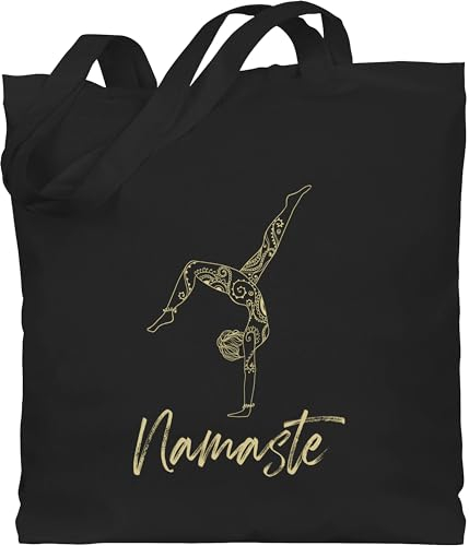 Shirtracer Baumwolltasche - Taschen - Namaste Yoga Handstand Mandala Meditation - Unisize - Schwarz - joga jutebeutel geschenke tasche fans für alles motiven mit motiv