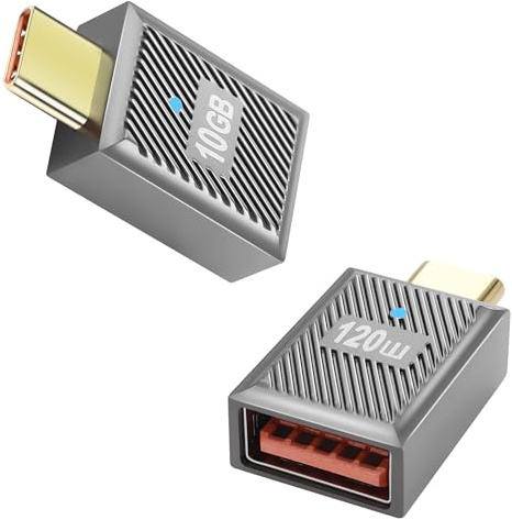 GELRHONR Adaptateur USB C vers USB 3.1, Convertisseur OTG 10Gbps Type C Mâle vers USB Femelle, Charge Rapide 120W/6A, Thunderbolt 3, Compatible iPhone 15, Steam Deck - 2 Pack (Style 4)