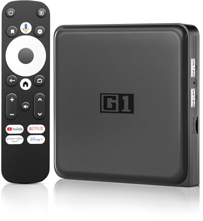 Android TV Box - Kinhank G1 Smart Box TV Compatibile con Google Netflix Certificato, 4K Streaming Box 4GB RAM 32GB ROM, Wi-Fi 6 BT5.0, 4K60fps AV 1, Compatibile Dolby Vision e Audio, Assistente Vocale