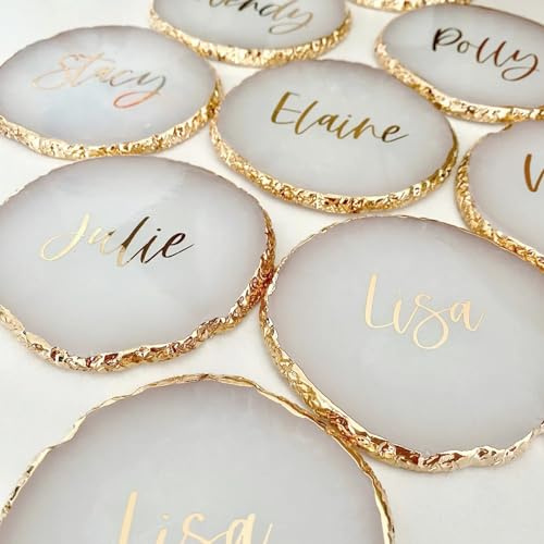 Personalisierte Untersetzer Für Getränke, Individuelle Untersetzer Mit Ihrem Namen/Text, 2Er-Set, Geode, Einzigartiges Geschenk, Untersetzer, Kunstdekoration Für Couchtisch, Hochzeitsdekoration, T