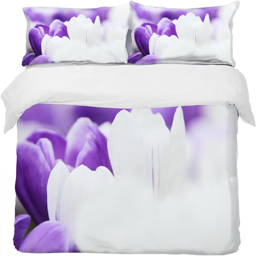 Bettwäsche Set Bettbezug 140x200 Weich Bequem Atmungsaktiv Hypoallergen Mikrofaser Bettbezüge und 2 Kissenbezug, für Teenager-Schlafzimmer-Dekor（SchöNe Blumen