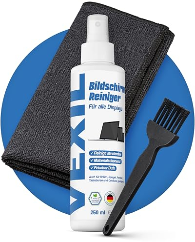 VEXIL® Bildschirmreiniger Spray - speziell für Smartphone, Tablet, Handy, Laptop, Monitor & Fernseher (LED, OLED, QLED, LCD, TFT) Entfernt schonend Fett & Fingerabdrücke