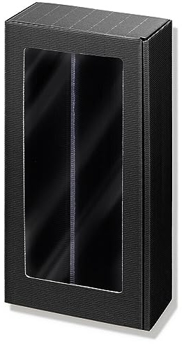 2er Weinkarton, Geschenkkarton Passepartout, Schwarz, 36 x 18 x 9 cm, 25 Stück
