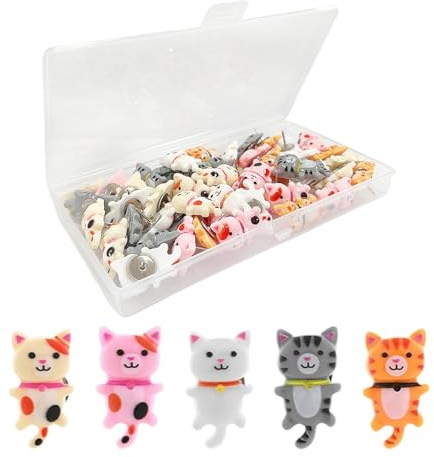 50 Katzen-Pinnnadeln, Niedliche Cartoon-Pinnnadeln, Tier-Pinnnadeln Aus Kork, Diy-Bastelnadeln, Kreative Nageldekoration