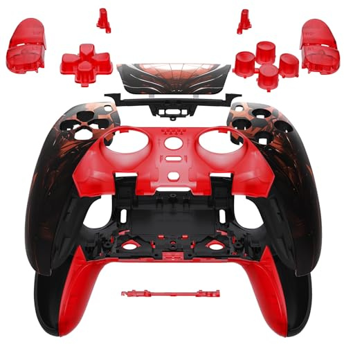 eXtremeRate Full Set Buttons Case Compatible with P S 5 Edge Controller, Spider Armor Replacement Decorative Trim Compatible with P S 5 Edge Controller