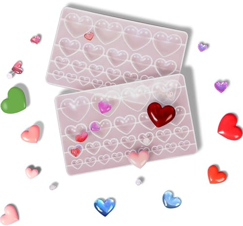 APKOL 2pcs Herzform Epoxidharz Formen Liebe Herz Schlüsselanhänger | Silikonform Liebe Herz Schmuck Gussform für Valentinstag DIY Handwerk, Türvorhänge, Liebesgelee, Kerzenschmuck-4 Größen,25