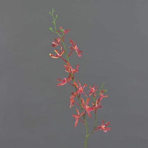 artplants.de Künstlicher Zweig Cattleya Orchidee TRASSA, rot-orange, 80cm | Kunstblumen Orchideenzweig