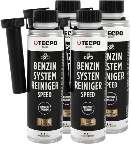 TECPO 4x Benzin-System-Reiniger, 300ml Benzinreiniger Ester Benzin Reiniger Additiv Motor Kraftstoff Motorreiniger Kraftstoffsystemreiniger