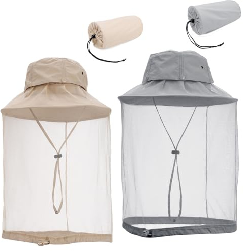Filhome Lot de 2 chapeaux d'apiculteur avec filet anti-moustique - Pour homme et femme - Pour le jardinage, la jungle, la pêche