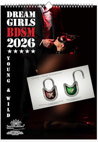 Sexy Dreamgirls BDSM DIN A3 Kalender für 2026 Girls Erotik - Geschenkset Inhalt: 1x Kalender, 1x Weihnachtsanhänger (insgesamt 2 Teile)