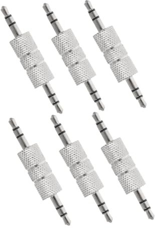 DOITOOL Connecteur Adaptateur Audio Jack Stéréo 3,5mm Mâle à Mâle en Alliage de Zinc, 6 Pièces, pour Systèmes Audio Maison et Voitures, Son Clair