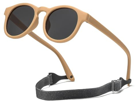 Suertree Baby polariserade solglasögon 0–3 år silikon solglasögon barn flexibla anti-UV 400 ultralätta linser UV-skydd utomhus unisex brun, BRUN