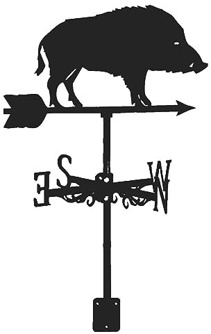 Wetterfahne für den Garten mit Wildschwein-Ornament, Metall-Eisen-Wetterfahne für Bauernhaus-Dekoration
