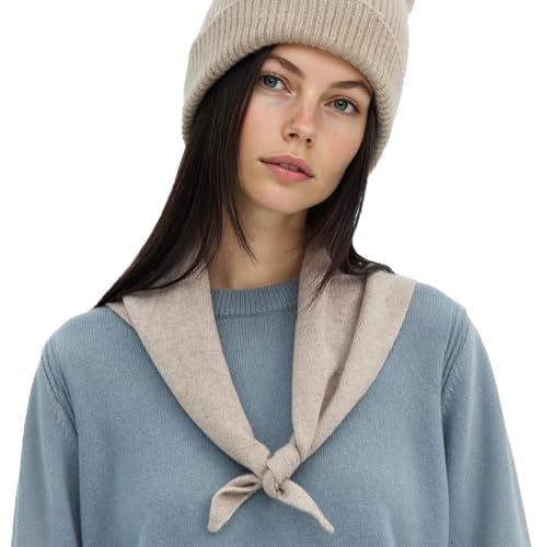 ACUSHLA 100% Merino Wool Triangle Scarf for Women Knitted Fashion Neckerchief Lightweight Soft Warm Neck Warmer