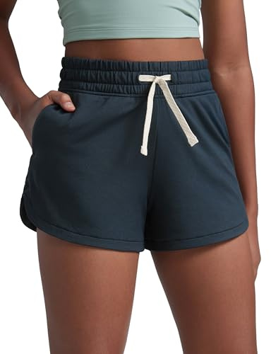 CRZ YOGA Girls Cloud Jersey Dolphin Sweat Shorts | High Waisted, Comfy Brushed Knit, Casual, Pockets, for Teen