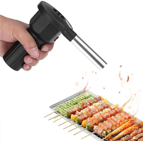 JOUFNING Soffiatore d'Aria Elettrico per Barbecue, Ventilatore Portatile per Alimentato A Batteria, Soffietto per Accenditore di Fiamma A Carbone, per A da Campeggio E Picnic