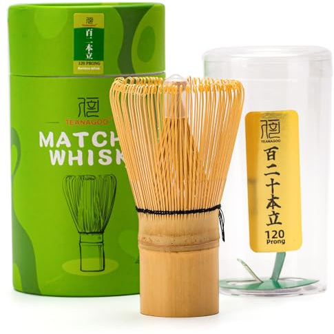 TEANAGOO Bamboo Matcha Whisk (Chasen), Handcrafted Whisk Set for Daily Matcha Prep/Frothy Latte, Traditional Japanese Tea Ceremony Gift Set for Lovers.(120-prong)