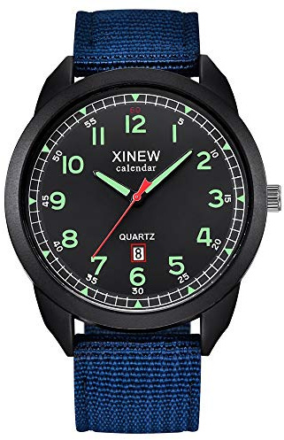 Armbandsur nylon analoga klockor för män datum kvarts herrklocka kärleksklockor för par, E, En storlek
