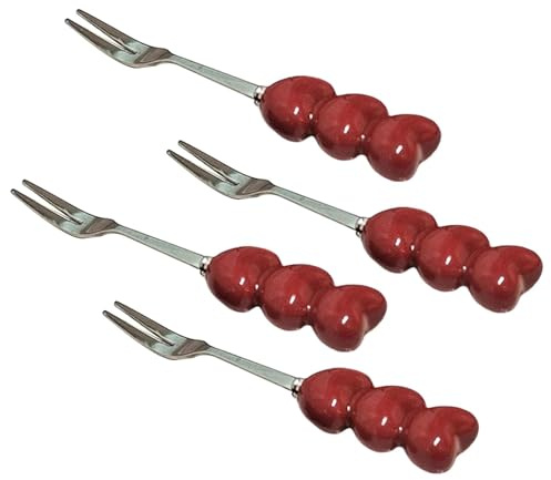 Generic Lot de 4 Fourchettes à Fruits En Forme de Cœur pour Desserts, Gâteaux, Maison, Restaurant