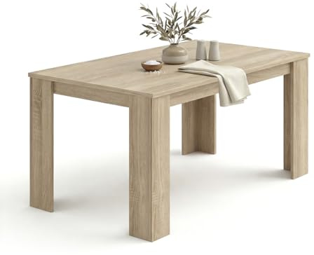 duehome | Mesa de Comedor, Mesa Fija, Modelo Naya, Acabado en Roble Canadian, Medidas: 140 cm (Largo) x 80 cm (Ancho) x 75 cm (Alto)