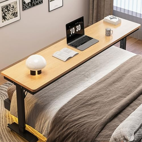 Höhenverstellbarer Rolltisch mit Rollen – mobiler Betttisch für Laptop, Krankenhausgebrauch, Schlafzimmer-Arbeitsplatz – tragbarer Schreibtisch für einfachen Komfort