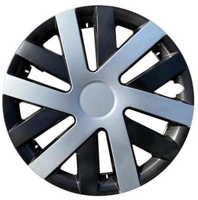 Yurefax 4er Set 14 Zoll Radkappen Felgendeckel Schwarz Hochglanz mit grauem Einsatz Radnabenabdeckung für Leichtmetallfelgen