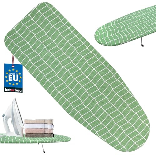 KOTARBAU® Bügelbrett Tisch, Tischbügelbrett, Reisebügelbrett 75 x 27 cm | Kleines Bügelbrett, Schutzhülle, Grünes Karomuster