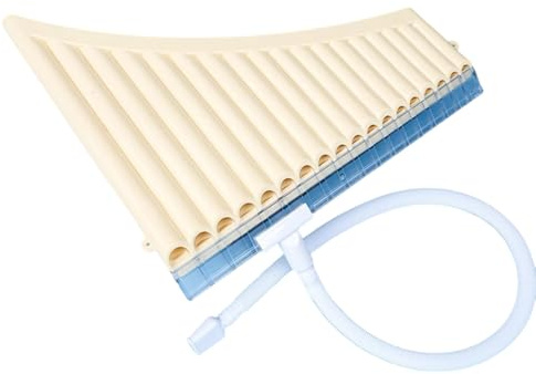 Panflöte Instrument Panflöte 16- Oder 18-rohrig Mit Verschiebbarer Luftröhre Kunstharz-Musikinstrument Für Erwachsene Und Anfänger(18-tube off-white)