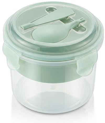 Arendo – Snackbox Müslibecher To-Go 500ml – Joghurtbecher für unterwegs – mit Besteck – extra Einsatz – integrierter Löffel – spülmaschinengeeignet – Lunchbox BPA-frei