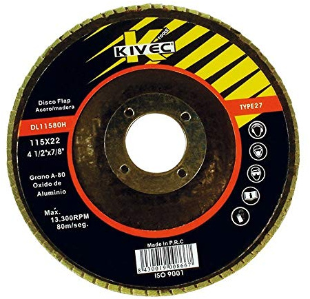 Kivec DL18080H-Disco lamellare, per serratura, in ferro, grana 80, diametro 180 mm, confezione da 10 ud.
