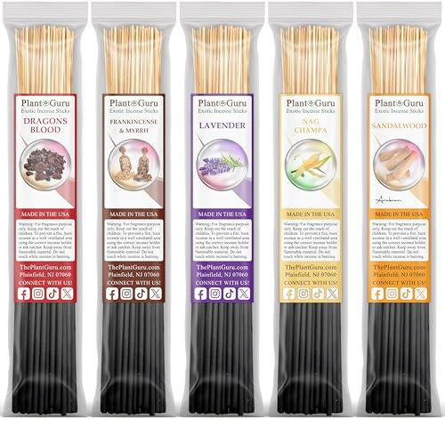 Top 5 Incense Sticks Variety Set Bulk 500 Pack - 11 Sticks, 5 Bundles of 100 Sticks Per Bundle - Dragons Blood, Frankincense and Myrrh, Lavender, Nag Champa, and Sandalwood.
