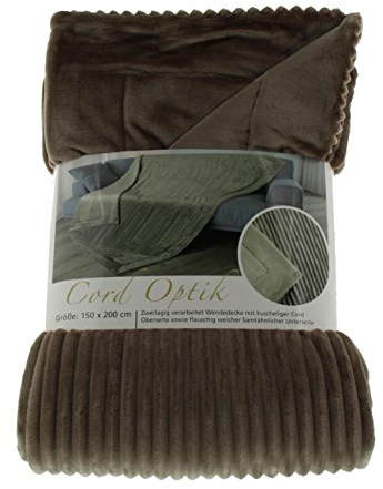 Gözze - Kuschelweiche Wohndecke in Cord Optik, 1620g/Stück, 150 x 200 cm - Taupe