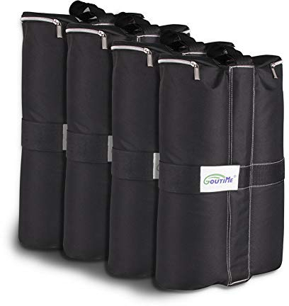 Goutime 18kg Zelt Gewichte Sandsäcke Beschwerer Standfuss Für Pavillon,4er Set Schwarz Tragfähige Sandsäcke für Zelte,Gewichte für pavillon,zeltgewicht