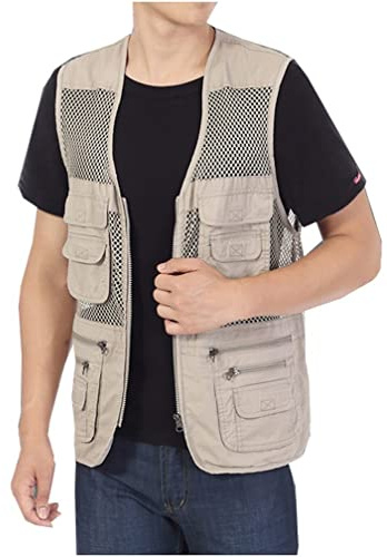 Kedera Men's Casual Outdoor Work Safari Fishing Travel Photo Cargo Vest Jacket Multi Pockets