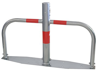 BAUZAUNWELT Parkplatzsperre umlegbar für Dübelbefestigung mit Profilzylinderschloss (inkl. 3 Schlüssel) - Stahlrohr feuerverzinkt Ø 60 mm mit seitlichen Rundrohrbügeln und durchgehender Bodenplatte