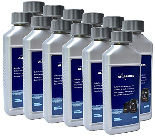 AllSpares universal Flüssig-Entkalker (12 x 250ml) für Kaffeemaschinen geeignet für Philips Saeco CA6700, CA6701 | Gaggia 21001681, RI9111 | Melitta 6762517 | Nespresso