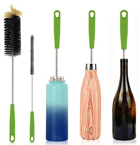 Bottle Brush,Long Bottle Cleaning Brush 17 Extra Long Brush for Washing Narrow Neck Beer, Wine,Tea Coffee Cup,Kombucha,Water Bottles,Decanter Flexible Bendable Brushes (Black+black)
