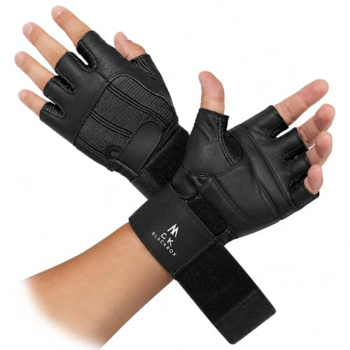 BLACKROX Fitnesshandschuhe echtes Leder Herren & Damen V3 Boston Kraftsport Handgelenkschutz Trainingshandschuhe Gym Handschuhe Bodybuilding Gym Gloves Kraftsport