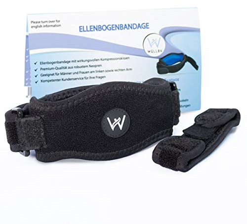 WELL B4 Ellenbogenspange, epipoint, unterarm bandage, ellenbogenbandage inkl. E-Book, Unisize, Schwarz