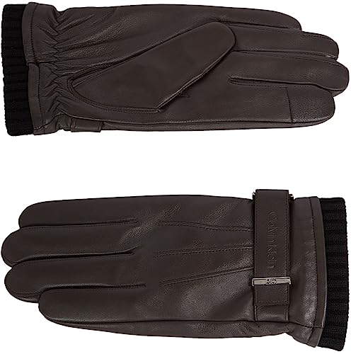 Calvin Klein Herren Handschuhe Rivet Lederhandschuhe, Braun (Dark Brown), L-XL