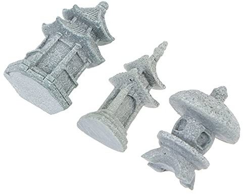3 faroles de pabellón de piedra realista para decoración del hogar, bonsái, paisajismo y jardines en miniatura, 3 piezas