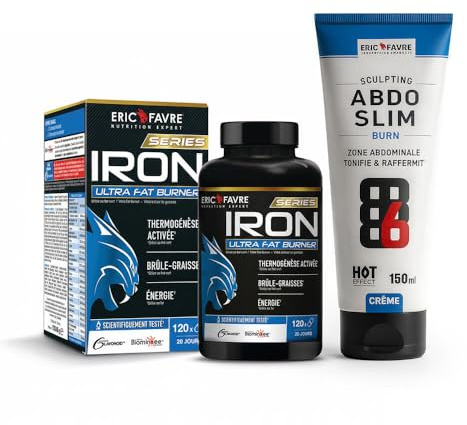 PACK Objectif Minceur BRULE GRAISSE IRON ULTRA FAT BURNER E.A.A + CREME MINCEUR Abdos Slim – Minceur Femme et Homme - Eric Favre