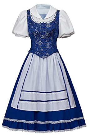 Disfraz de belle azul para mujer, disfraz de princesa belle Village, talla XL