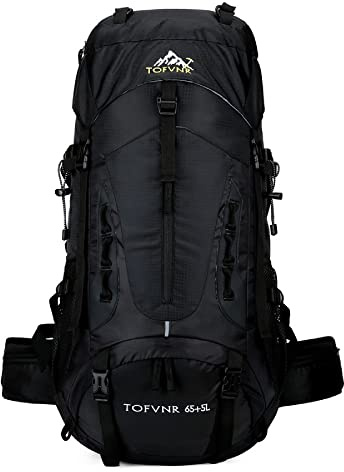 70 l großer Camping-Wander-Rucksack, leichter Nylon-Trekking-Rucksack, für Männer und Frauen, Outdoor, große Kapazität, Sport, Bergsteigen, Reisen, wasserdichter Tagesrucksack, Schwarz