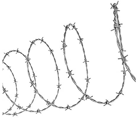 Mugar- Alambre de Espino Galvanizado en Caliente para Refuerzo de Seguridad de Vallados- Suministrado en Bobinas con Núcleo de Plástico y Asa (1,7mm- 100m - Púas cada 15cm)